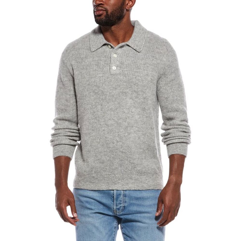 Madewell Mens  Alpaca & Wool-Blend Polo Sweater, Gray